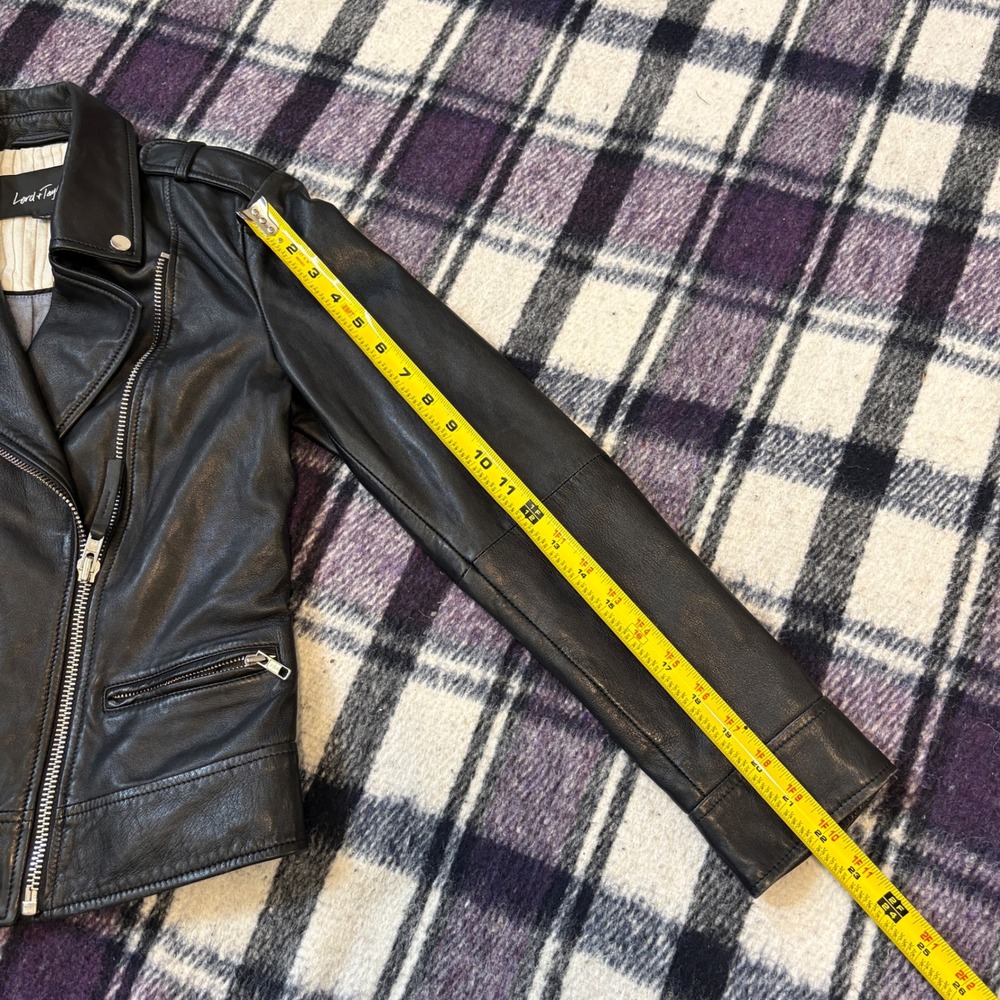 Vtg Lord & Taylor Women's Lamb Leather Biker Jacket Black Sz XS Moto  Zipper - Picture 9 of 9